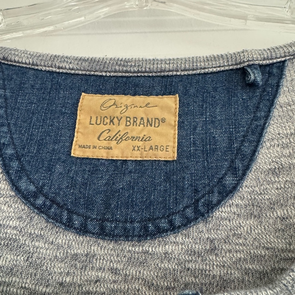 Lucky Brand Long Sleeve Grey Henley Shirt Size XXL - Picture 2 of 4